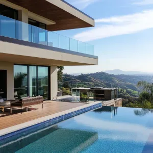 Infinity Pool With Glass Walls On the Deck