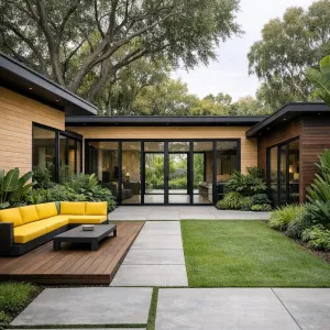 Sunny Courtyard Lounge With Linear Garden