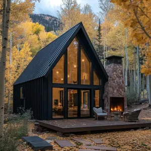Triangular Timber Delight Amongst Amber Trees