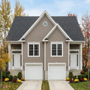 Neat Gabled Driveup Twin Residence