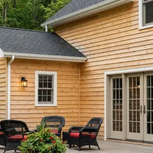 Backyard Shiplap Patio Gathering Nook