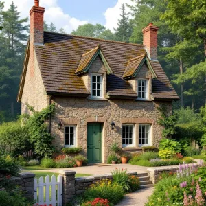 Stone Storybook Cottage with Emerald Door