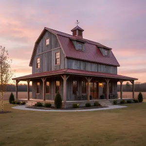 Rustic Gambrel With Wraparound Porch