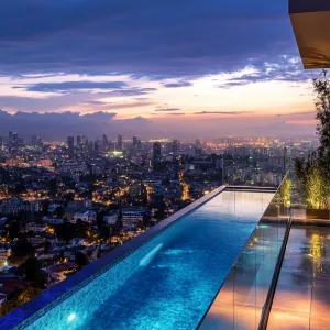 Rooftop Pool With Glass Walls