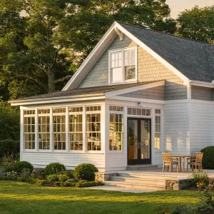 Garden-Facing Sunroom With Shiplap Elegance