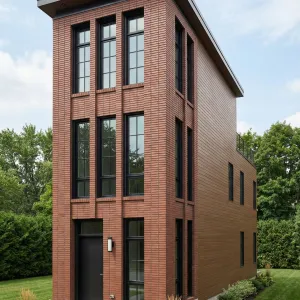 Narrow Brick Brownstone With Green Perimeter