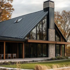 Mixed Materials Roof With Zinc and Wood