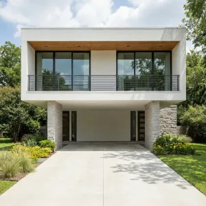Cantilevered Balcony Cube Over Open Carport