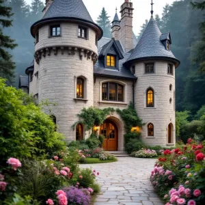 Majestic Minicastle with Floral Pathway