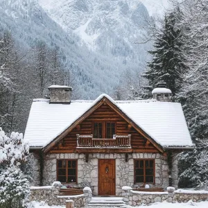 Rustic Snow Retreat Amid Majestic Peaks