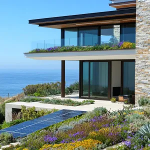 Flat Roof With Rooftop Garden and Solar Panels