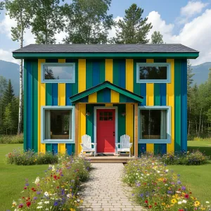 Charming Cottage With Rainbow Slats