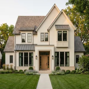 Creamy Gabled French Suburban Refuge