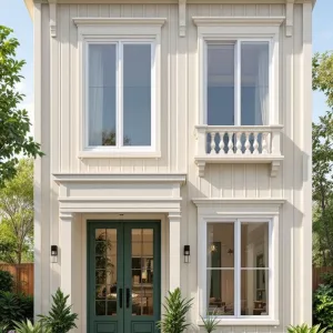 Twin Peaks Facade: Elegant Cottage With Emerald Double Doors