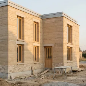 Warm Brick Based Earthen Townhouse