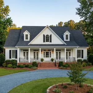 Welcoming Southern Retreat With Crisp Black Shutters