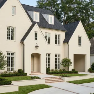 Serene Cream Gabled French Home