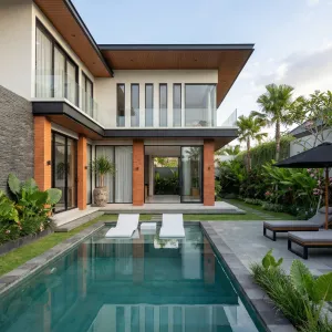 Glass Framed Garden Pool Courtyard Villa