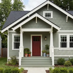 Sage Bungalow With Cherry Door