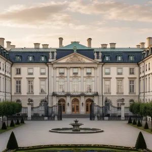 Slate-Roof Court With Sculpted Pediment