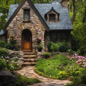 Rustic Fairy Tale Cottage Among the Blossoms