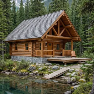 Alpine Pondside Log Retreat