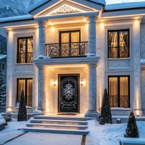 Snow-Covered Sanctuary with Illuminated Elegance