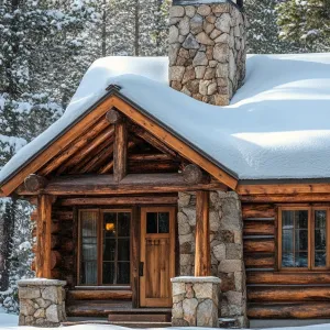 Quaint Snow-Capped Log Sanctuary