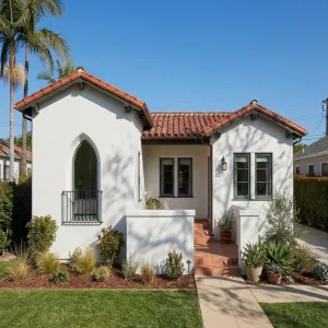 Arched Window Courtyard Spanish Cottage