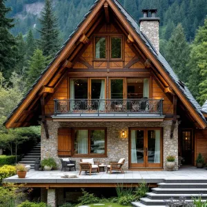 A-Frame Wonderland with Stone and Wooden Charm