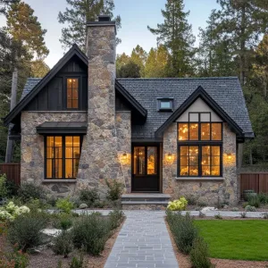 Whimsical Stone Cottage with a Gleaming Hearth