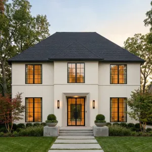 Tailored Manor With Glowing Grid Windows