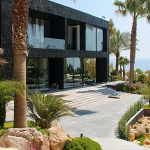 Sleek Shadows Amidst Palm Serenity