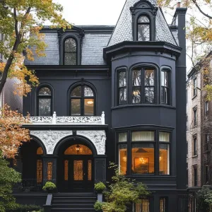 Gothic Grandeur: Victorian Mansion in Charcoal Elegance