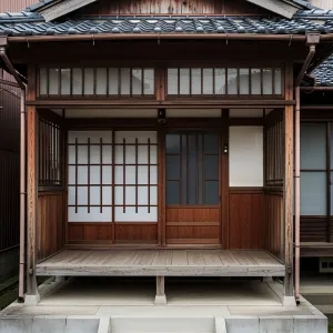 Nature’s Wooden Embrace: A Japanese Porch Tale