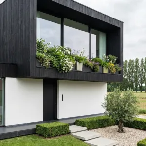 Charcoal Frame Cottage With Blooming Ledge