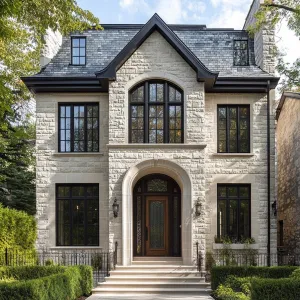 Grand Stone Facade with French Allure