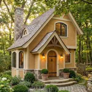 Sunlit Stonepath Storybook Garden Cottage