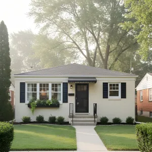 Midnight Shutters Creamy Brick Ranch