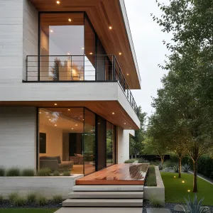 Timber Eave Terrace Modernist House