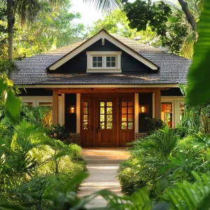 Tropical Bungalow Nestled Among Green Giants