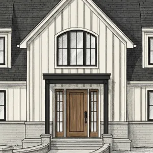 Arched Window Porchfront Cottage Entry