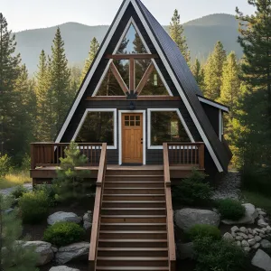 A-Frame Apex: Rocky Steps to Rustic Repose