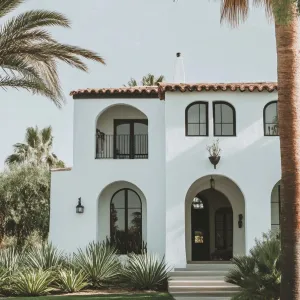 Elegant Hacienda Surrounded By Palm Trees