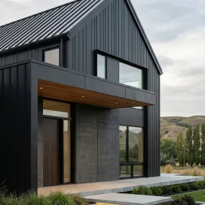 Charred Gable Plainside Barndominium Home