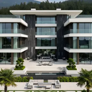 Geometric Grandeur with Forest Backdrop