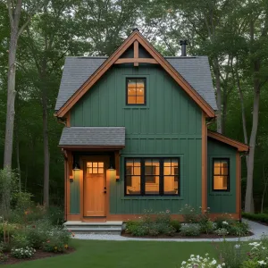 Larch-Trim Forest Board-and-Batten Cottage