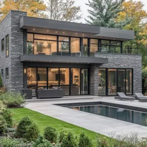 Stone-Clad Splendor with Gleaming Pool