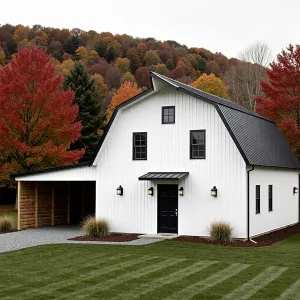Whimsical White Barn in a Tapestry of Fall