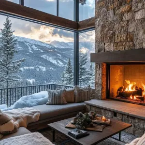Eco-friendly Mountain Retreat With a Natural Stone Fireplace